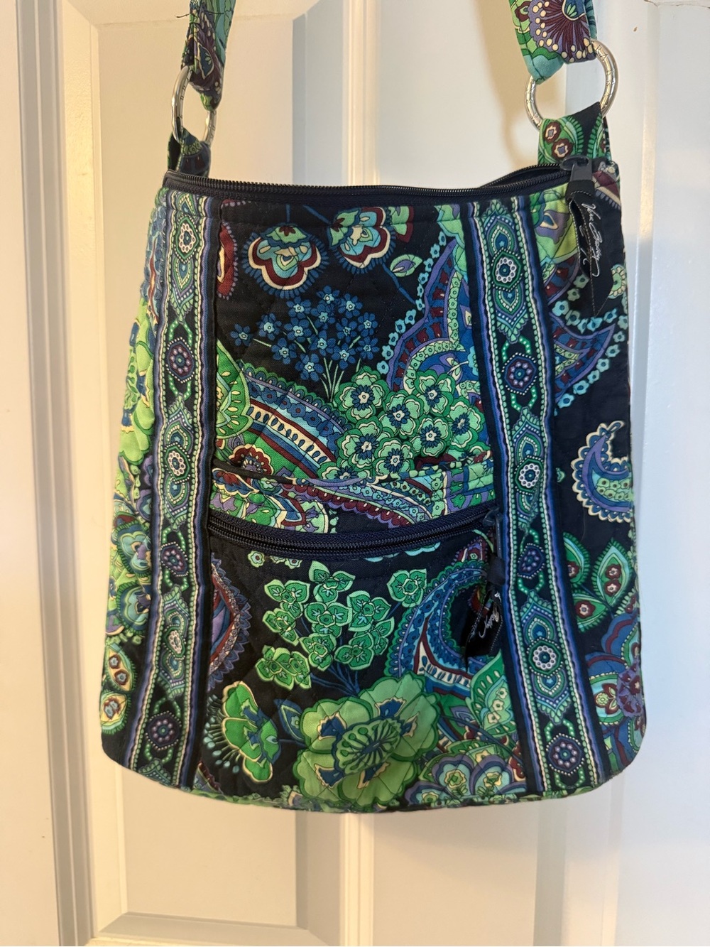 Vera Bradley Green and Blue Paisley Quilted Shoulder Bag